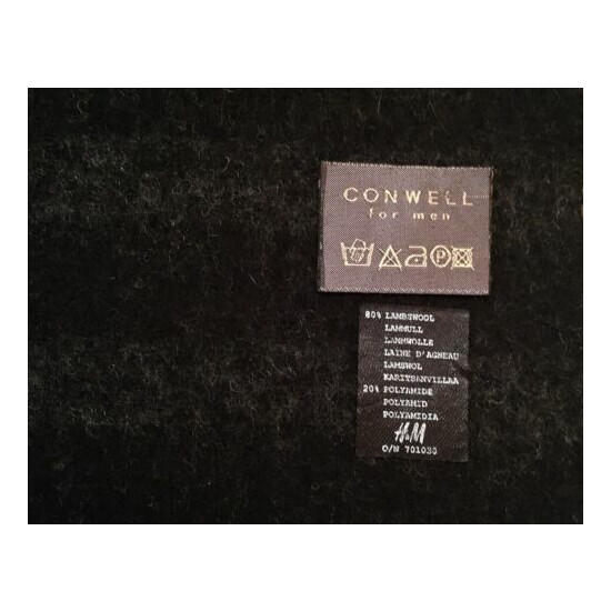 VINTAGE AUTHENTIC CONWELL CHARCOAL WOOL BLEND LONG MEN'S FRINGE SCARF image {3}