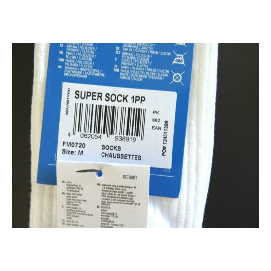 1 PAIR - ADIDAS Thin Ribbed White SUPER SOCKS Cotton CHOOSE SIZE 6-8 / 8-10 ADI4 image {4}