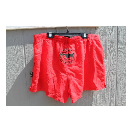 I DIG Red Black OG 80's Beach Volleyball Nylon Swim Surf Trunks Shorts - Large image {2}