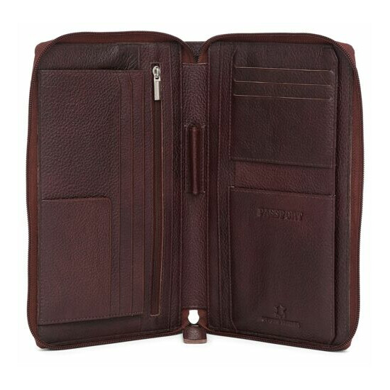 Leather Cheque Book Document Holder for Men Brown US  image {4}