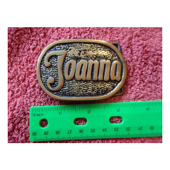 Vintage Belt Buckle Solid Brass Name plate JOANNA Personalized name image {1}