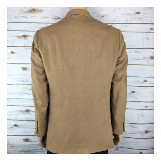 Vintage Polo Ralph Lauren Mens Tan Brown 100% Wool Sport Coat Italy 44R 3 Button image {5}