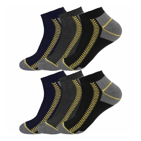 6 Pairs Mens Workwear Trainer Socks Reinforced Heel Toe & Cushioned Soles 6-11 image {2}