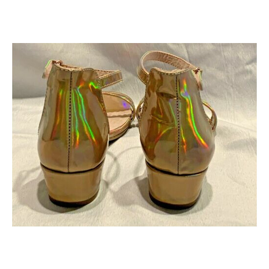 Olive & Edie "Trina" Rose Gold Ankle Strap Open Toe Shoe Sandal Youth 6 image {3}