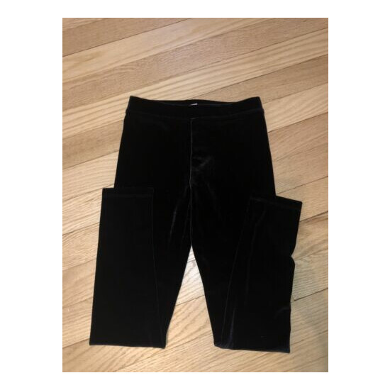 girls crewcuts black velvet leggings size 6/7 EUC image {1}