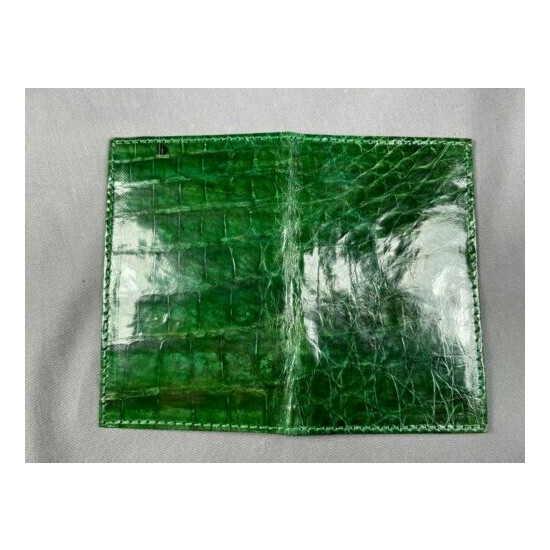 New Handmade Genuine GREEN Alligator /Crocodile Skin Deluxe Card Holder Wallet 6 image {7}