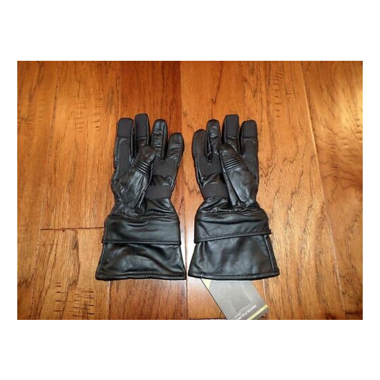 NEW LEATHER MOTORCYCLE GLOVES FLEECE LINED X LONG WITH ZIP AWAY GAUNTLET XXL  image {1}