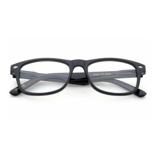 Kids Clear Lens Glasses Retro Horn Rim Junior Fake Smart Spring Hinged UV 100% image {4}