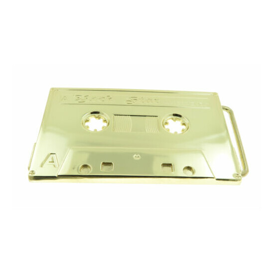 Rock Star Old School Cassette Tape Gold Plated Metal Belt Buckle image {1}