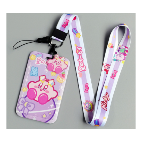 lot Kirby Anime mix key chain Lanyard acrylic ID Badge Holder Key Neck Strap image {3}