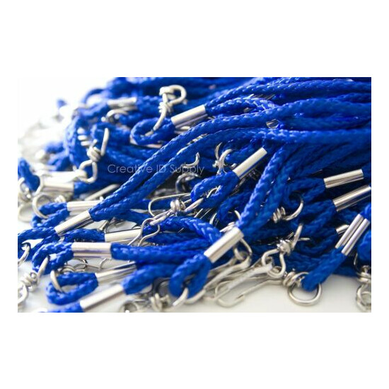 100 PCS NEW ROPE ROUND ID NECK LANYARDS WITH SWIVEL J HOOK - ROYAL BLUE COLOR image {1}