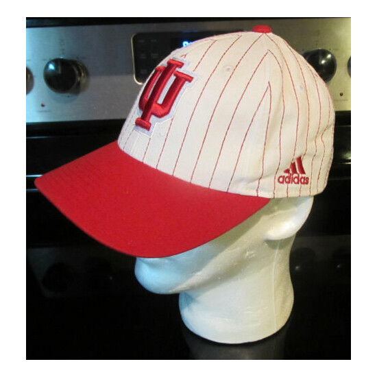Indiana Hoosiers Adidas Red White Pinstripes Baseball Hat  image {2}