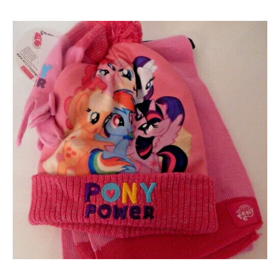 My Little Pony Girls 3 Piece Hat Scarf & Gloves Pink One Size fit 4 - 12 NWT image {3}