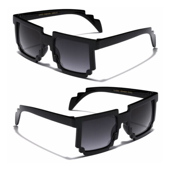 2-3 PACK KIDS 8-Bit Pixel Glasses Square Boys Girls Pixelated Novelty Sunglasses image {4}