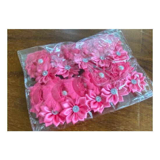 NEW ~ Baby Girl Chic Lot of 10 Headbands - Chiffon Lace Flower Bows for Newborn  image {2}