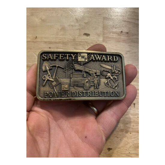 DWP 5 Year Safety Award Belt Buckle Utility Coal Electric Collector Osten Metal image {2}