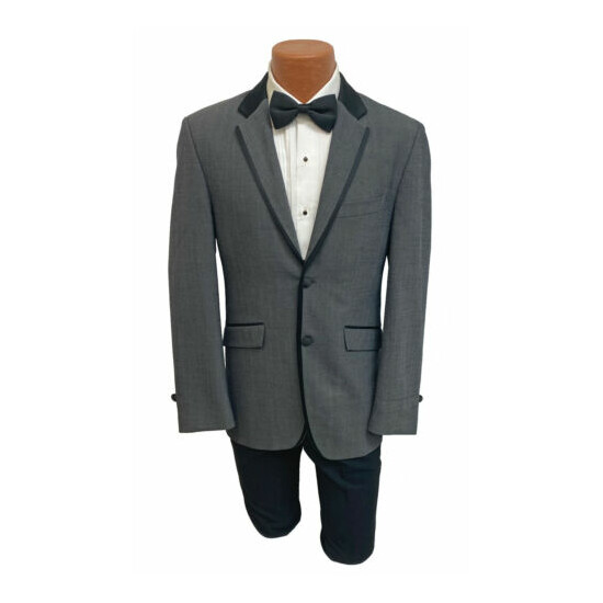 Men's Grey Joseph Abboud Joe Tuxedo Jacket Suit Coat Modern Fit Wedding Prom 40R image {1}