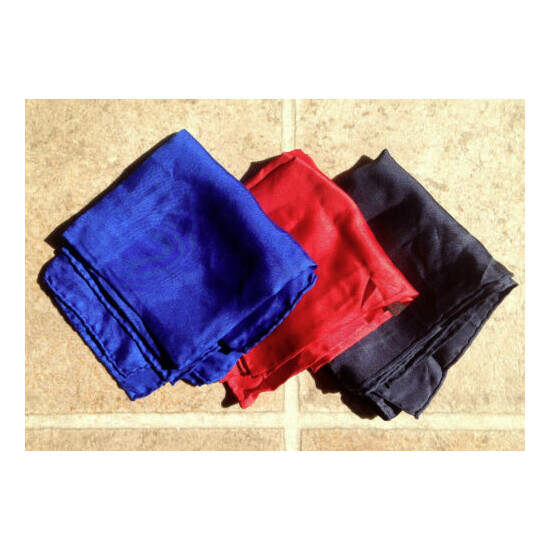 Vintage mens pocket squares silk basic blue red black hand rolled Dumont Ashear image {1}