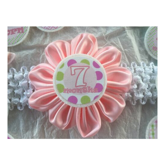 Newborn -1yr Baby Milestones Monthly Headband Shower Birth Handmade Gift sticker image {3}