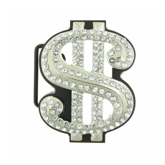 Money Symbol $ Sign with Rhinestones Belt Buckle image {1}