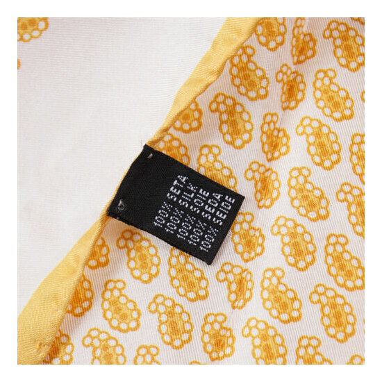 New CESARE ATTOLINI Golden Yellow Paisley Print Silk Pocket Square image {3}