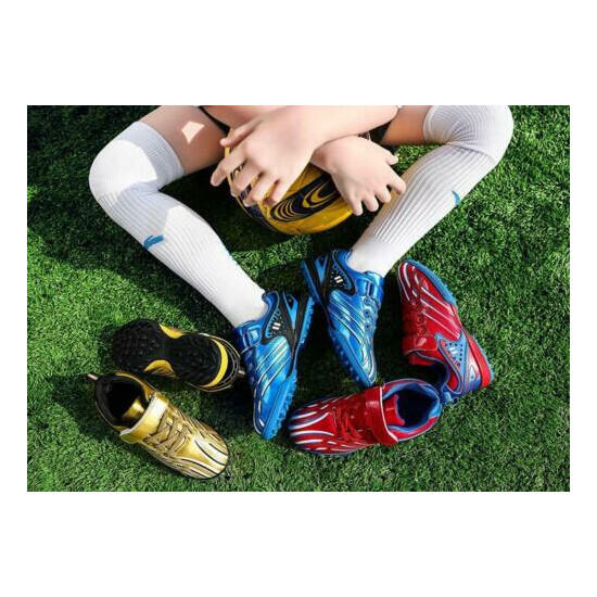 New Kids Boys Athletic Breathable Football shoes Soccer Boots Soccer Cleats Gift image {3}