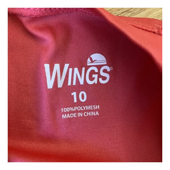 Wings Girls size 10 Rashguard swim shirt salmon gray beachwear swimming image {2}