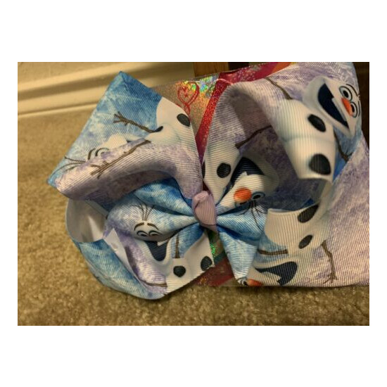 NWT 7" JoJo siwa printed Olaf frozen very cute knot bow image {3}