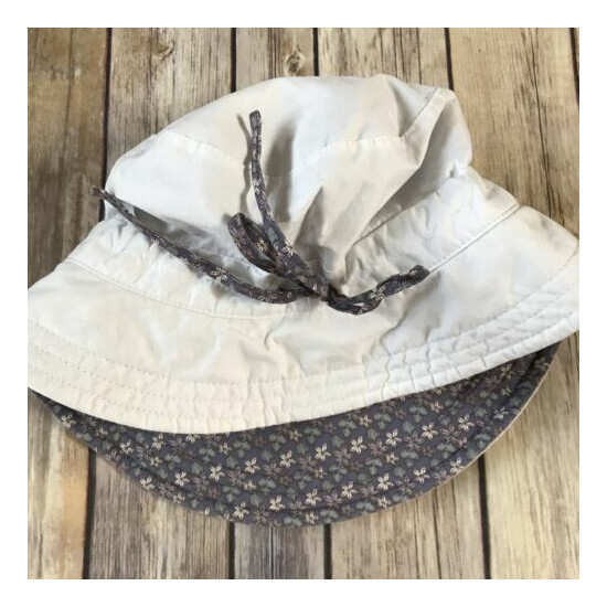 Reversible Bucket Hat White Floral Children's Child's SEE MEASUREMENT image {3}