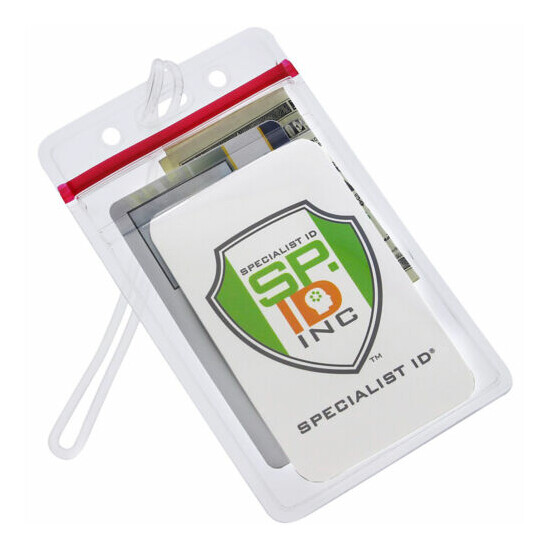 Bulk 100 Pack - RESEALABLE Clear Plastic Luggage ID Bag Tags Fits Business Cards image {2}