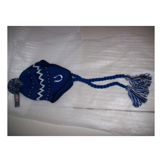 Indianapolis Colts Striped Knit Hat - Toddler ONE SIZE FITS MOST •Braided tassel image {1}