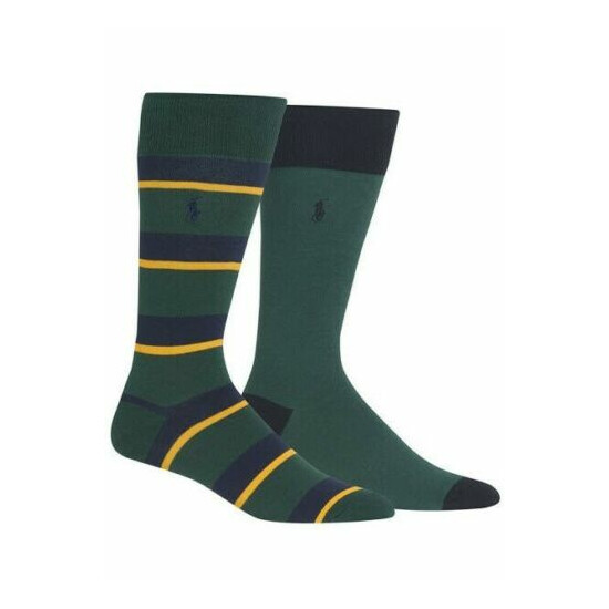 Polo Ralph Lauren Men's 2 Pack Ribbed Heel Toe Sock, 10-13, Striped image {1}