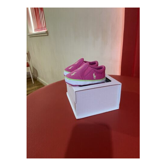 Polo Ralph Lauren Girl's Pink Multi Pony Pump Shoes Size 1.5 U.K 2 US BNIB image {1}