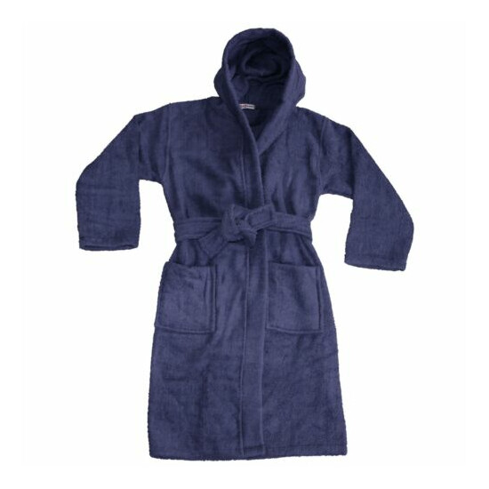 Kids Boys Girls Cotton Soft Terry Hooded Bathrobe Luxury Dressing Gown 2-13 Year image {3}