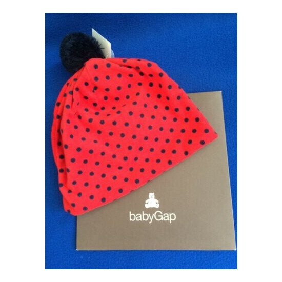 NWT Baby GAP unisex fleece winter hat, red polka dot. Size M/L image {4}