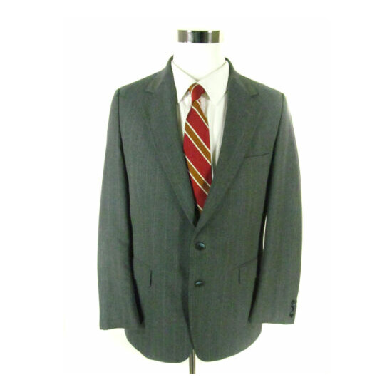 Peter Ravel Men's Sports Coat Blazer Jacket Size 42R Gray Striped image {1}