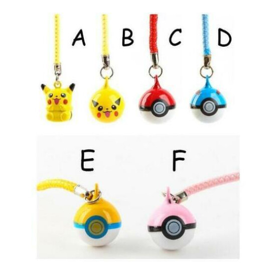 100pcs cartoon Pikachu charms strap New Style Christmas Bells Key chain gift image {1}