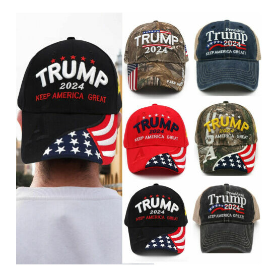 Donald Trump 2024 Hat KAG USA Flag Camo Keep America Great Mesh Cap  image {2}