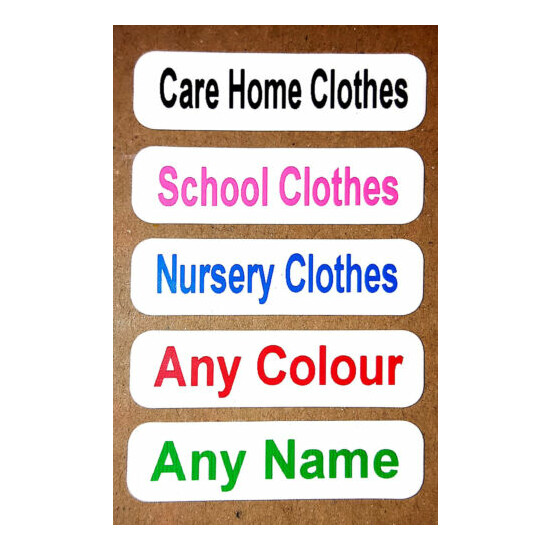 20 Printed Iron On Care Home Labels Nursery School Tags Clothes Personalised Tag image {1}