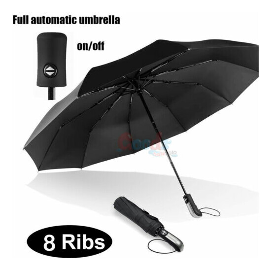 3 Folding Portable Umbrella Automatic Black Umbrella Anti-UV Sun/Rain Windproof image {1}