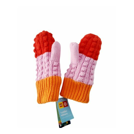 NWT Toddler Color Block Knit Mittens LEGO Collection x Target Red/Pink/Orange  image {3}
