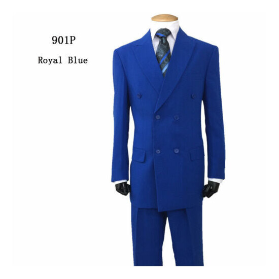  Men's 2 Piece Double Breasted Solid Color Suit Style 901P image {1}