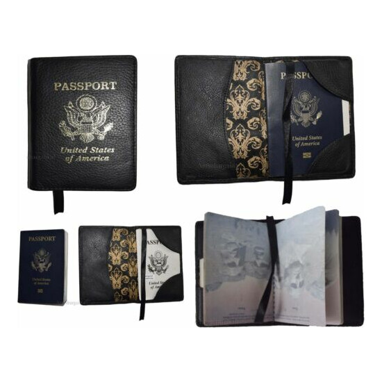 Lot of 6 New Leather passport cover, Black Unbranded international passport case image {3}