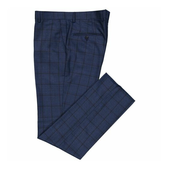 Alberto Cardinali Men's Medium Blue Windowpane Plaid 2 Button Slim Fit Suit NEW image {4}