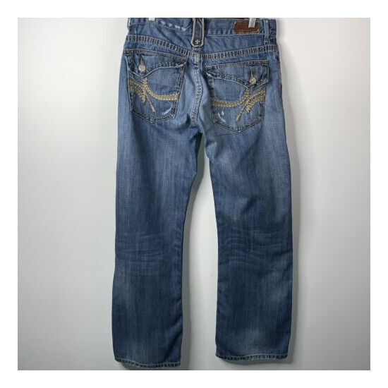 Manchester Ltd Jeans Mens Sz 31R Blue Distressed Fading Flap Pockets image {4}