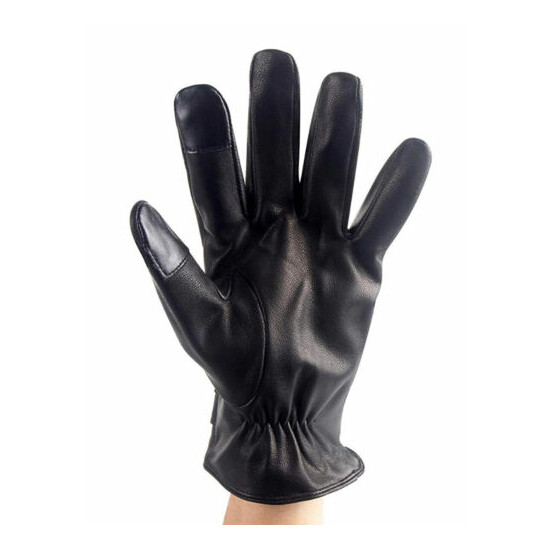 Dockers Mens LEATHER GLOVES - Heat Retention Lined - Touch Screen Black - LARGE image {4}