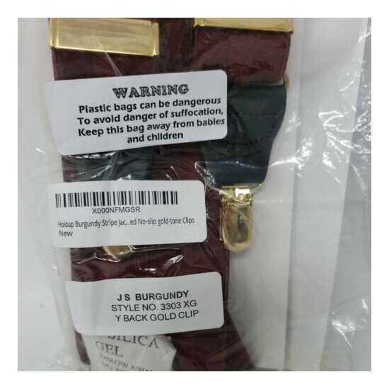 HoldUp Brand Suspenders - No Slip Gold Clips - JS Burgundy 3303XG - Y Back -NEW image {3}