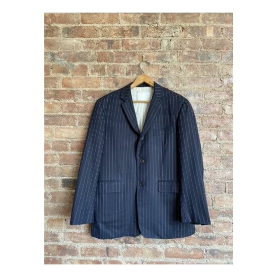 Brooks Brothers Black Fleece Men’s Pin Stripe Jacket, BB2 M, Navy Blue 100% Wool image {1}