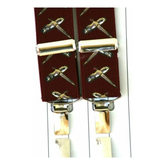 Pheasant trouser Braces Mens Game Keeper Beaters Gift Boxed Burgundy CLEARANCE image {2}
