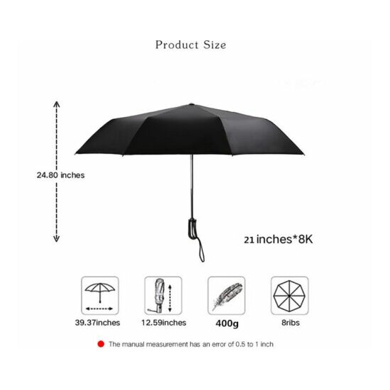 Panmer Fast Drying Travel Black Umbrella Windproof Frame Auto Open and Close image {2}